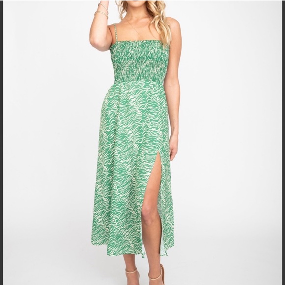 resa Dresses & Skirts - Resa Ashley green zebra midi dress with slit xsmall